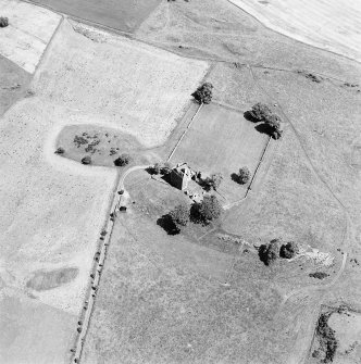 Oblique aerial view of Balvaird Castle, taken from the SW.
