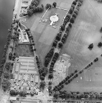 Oblique aerial view centred on the excavations of the Cromwellian fort, taken from the N.