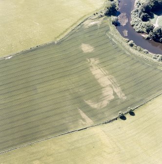 Cargill, oblique aerial view taken from the ENE, centred on the cropmarks of a Roman Fortlet.
