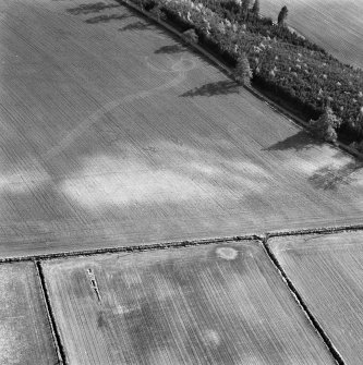 Oblique aerial view centred on soilmarks at the NW end of the Cleaven Dyke.