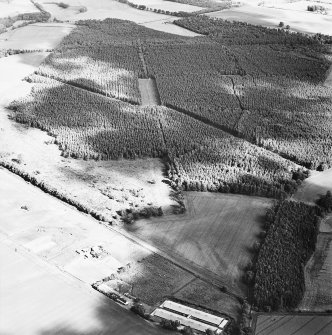 Oblique aerial view centred on the remains of the cursus with  linear cropmarks and possible hollow-ways adjacent, taken from the NW.