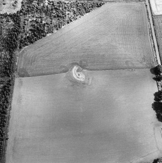 Oblique aerial view centred on the remains of the excavated souterrain, taken from the WSW.