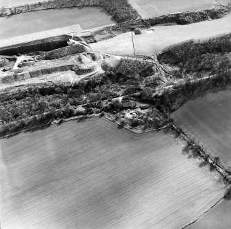 General aerial view of Cults Hill Limestone Quarry and limestone clamp kilns, taken from the N.