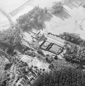 Oblique aerial view centred on the castle, taken from the ESE.