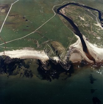 Oblique aerial view centred on the remains of the fort, taken from the SW.