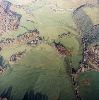 General oblique view of the valley showing the remains of the standing stones and cairns, and the school and farmstead, taken from the SW.