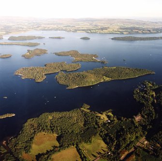 General oblique aerial view looking across Loch Lomond towards Gartocharn, taken from the NW.
