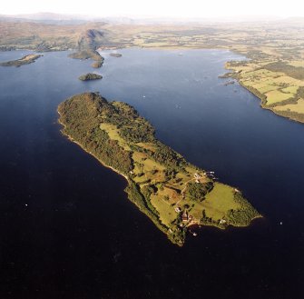 General oblique aerial view of Loch Lomond looking over Inchmurrin Island towards Balmaha, taken from the WSW.