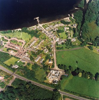 Oblique aerial view centred on the village of Luss, taken from the ENE.