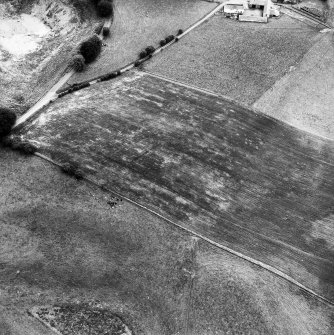 Bonnington Mains, aerial view centred on the cropmarks of a possible enclosure.
