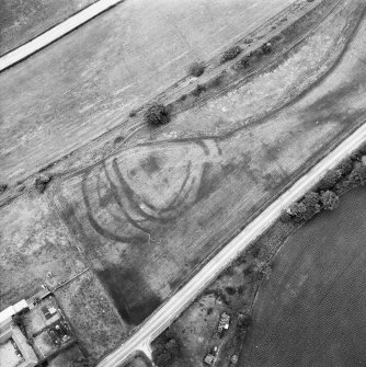 Wester Carmuirs: fort, settlement, palisaded enclosure and ring-ditches. Air photograph