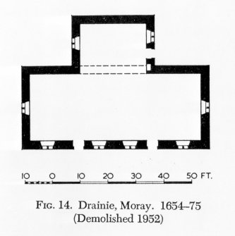 Plan of Dranie Church 1654-75. Fig 14 page 56, from 'The Architecture of Scottish Post Reformation Churches 1560-1843', 1957, revised copy 2000.