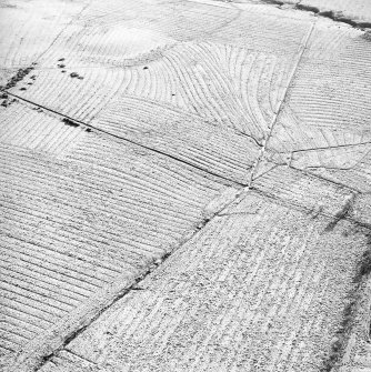 Morton Hill and Cowthrople, oblique aerial view, taken from the NW, showing an area of rig and furrow cultivation across the photograph.