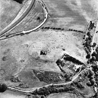 Horsburgh Castle, oblique aerial view, taken from the W, centred on the Tower surrounded by the cropmarks of a fort.