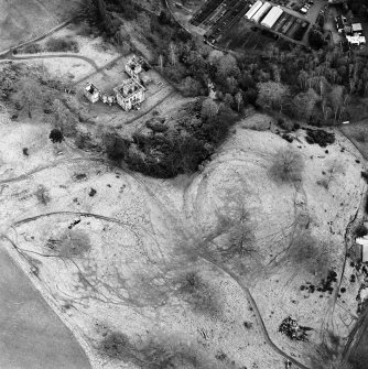 Oblique aerial view of Mavisbank House centred on the country house and earthwork, taken from the W.