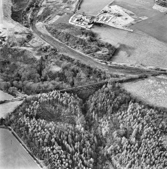 Oblique aerial view of Bilston Viaduct centred on the railway viaduct, taken from the ESE.