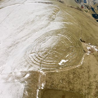 Corsehope Rings, Mid Hill, oblique aerial view, taken from the SW, centred on the fort.