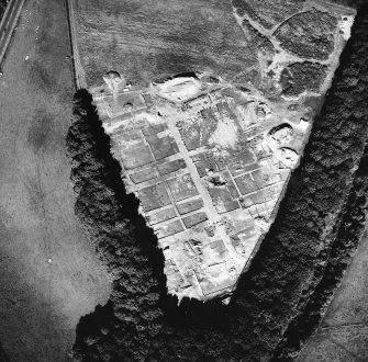 Elginhaugh, Roman fort, annexe and road: air photograph of excavations.