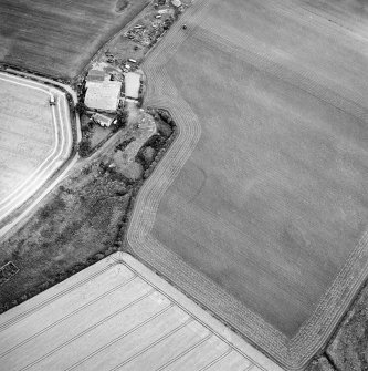 Oblique aerial view centred on the cropmarks of the enclosures, taken from the SW.