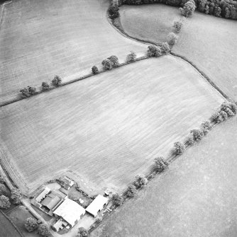 Oblique aerial view centred on the cropmarks of the Roman enclosure, taken from the W.