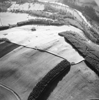 Oblique aerial view centred on the remains of enclosures, taken from the NE.