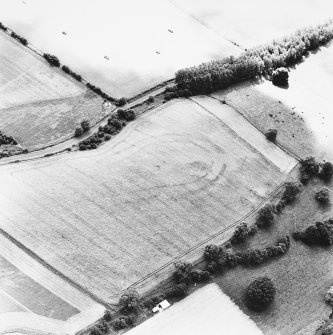 Riddell, oblique aerial view taken from the NNW, centred on the cropmarks of a fort.
