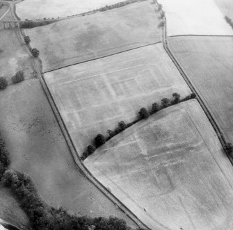 Newstead, Roman fort and temporary camps: air photograph showing fort (NT 569 344), Southern annexe (NT 569 341), Eastern annexe (NT 572 343), Western annexe (NT 567 343), annexe (NT 571 343) and possible annexe (NT 570 346).
