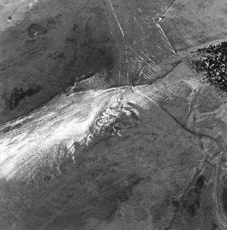 Oblique aerial view of Kelphope Burn centred on the fort and settlement, taken from the SSW.