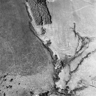 Aerial view of Burnhead Sike trackway, sheepfold, field banks and possible enclosures, taken from the SSW.
