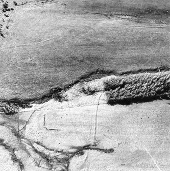 Aerial view of Burnhead Sike trackway, sheepfold, field banks and possible enclosures, taken from the ESE.