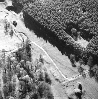 Aerial view of Abbotrule church, buildings and rig taken from the E.