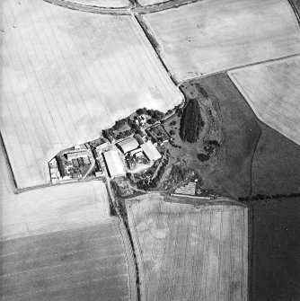 Oblique aerial view centred on the cropmarks of the settlements and enclosure, taken from the WSW.