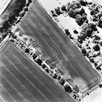 Springhill, oblique aerial view, taken from the E, centred on cropmarks including those of a fort.