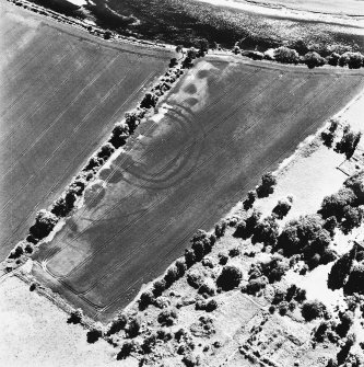 Springhill, oblique aerial view, taken from the NNE, centred on cropmarks including those of a fort.