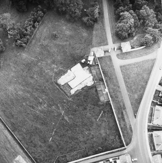 Oblique aerial view of excavations.