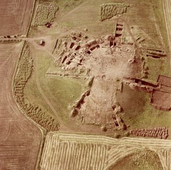 Broxmouth, oblique aerial view, showing the excavation of the fort.