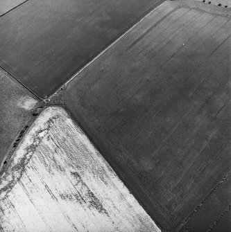 Thurston, oblique aerial view, taken from the NW, showing the cropmarks of a pit-alignment in the centre of the photograph, and a possible fort in the top left-hand corner.