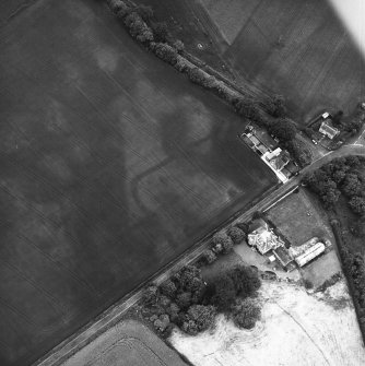 Edrom Mains, oblique aerial view taken from the SE, centred on the cropmarks of an enclosure.