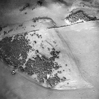 Oblique aerial view centred on the remains of the fort, taken from the S.
