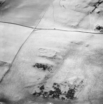 Oblique aerial view centred on the remains of the settlement, taken from the NE.