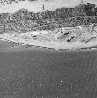 Aerial view of Old House Point pile construction yard and Cairnryan railway terminus, taken from the W.