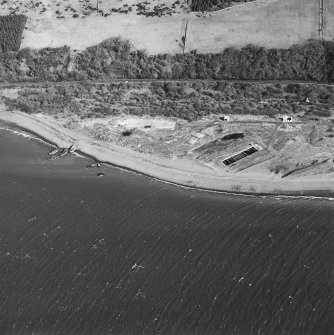 Aerial view of Old House Point pile construction yard and Cairnryan railway terminus, taken from the W.