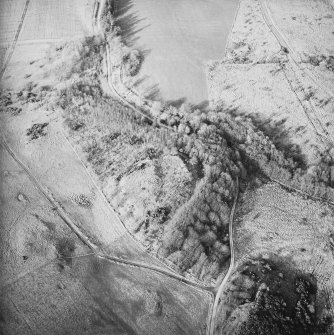 Oblique aerial view centred on the remains of the fort, taken from the SW.