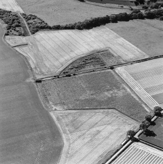 Oblique aerial view of Culvennan, taken from the NE, centered on cropmarks.