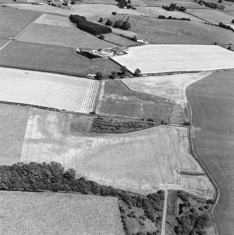 Oblique aerial view of Culvennan, taken from the SW, centered on cropmarks.