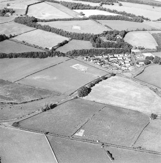 Oblique aerial view of Holywood centred on the excavations at The Twelve Apostles stone circle and two cursuses, taken from the SW.