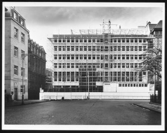 Exterior view of building under construction.