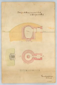 Photographic copy of drawing showing plan of proposed ice house.
Insc: 'Plan of an Ice House proposed to be built at Springwood Park', 'Gavinton 26 Oct. 1826. Wm Waddele[?]'.