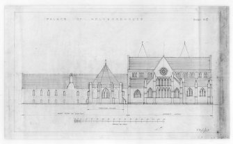 Photographic copy of proposed Restoration of East Elevation of Holyrood Abbey and Conventual Buildings.
u.s.   u.d.