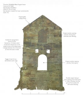 Illustration of E elevation of Thornton Middlefield Beam Engine House - created from laser scan data